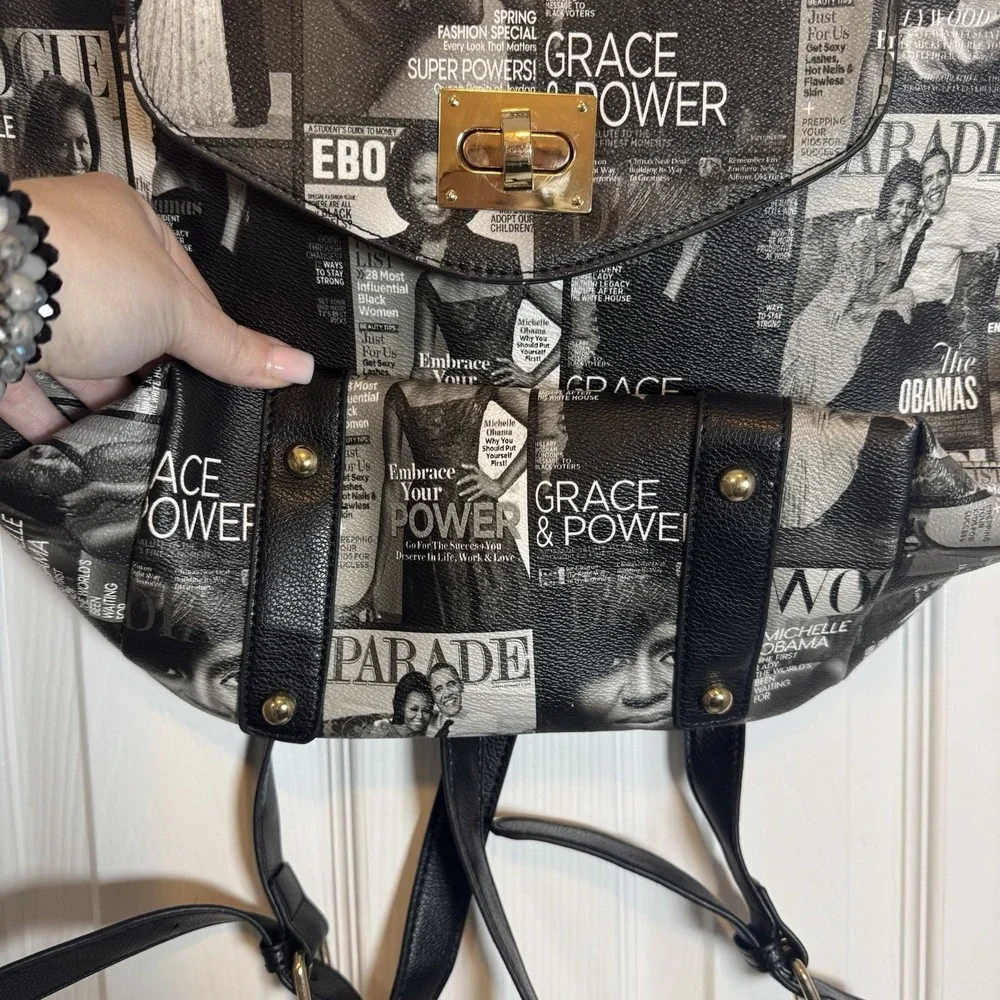 MICHELLE Barack OBAMA DESIGNER‎ MAGAZINE COVER FASHION BACK PACK SHOULDER BAG